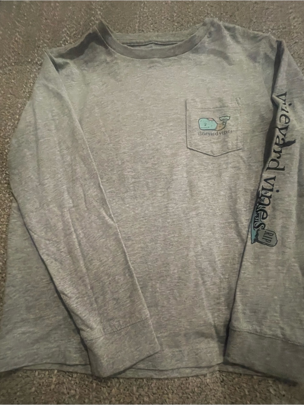 Vineyard Vines Gray Long Sleeve Halloween Whale Graphic Tee